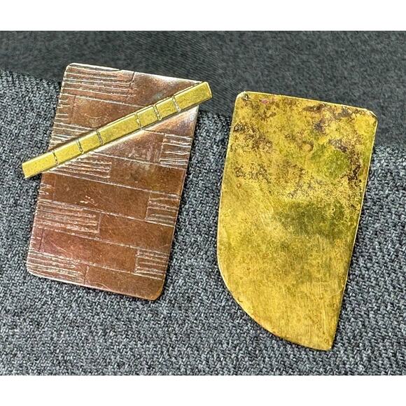 Vintage Artisan Mixed Metal Mis Matched Stud Earrings - Picture 5 of 6